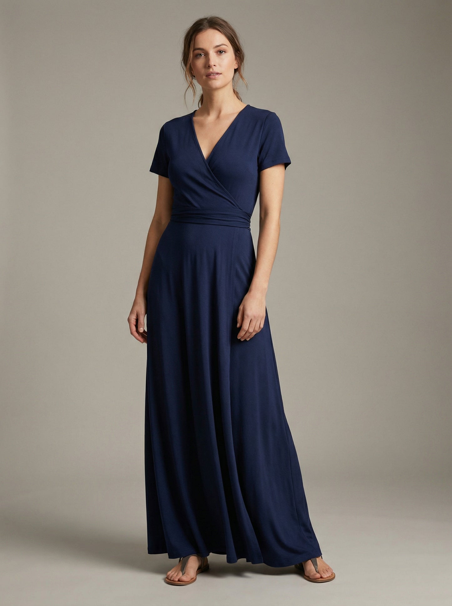 Marina | Navy Blue Summer Maxi Dress with Wrap Style