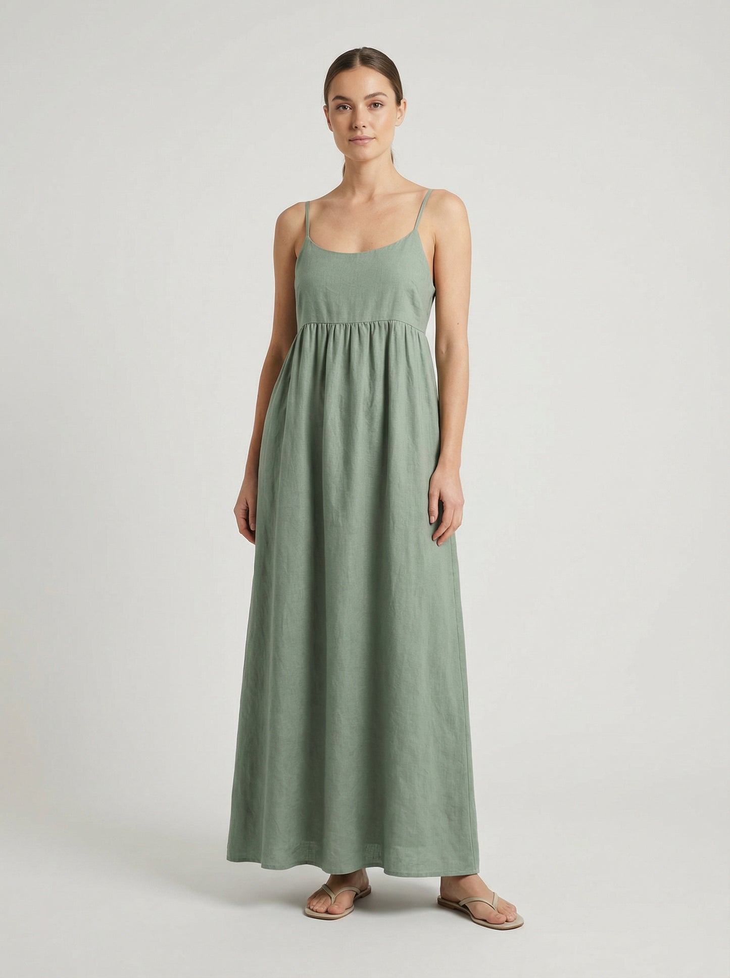 Serena | Sage Green Summer Maxi Dress with Empire Waist