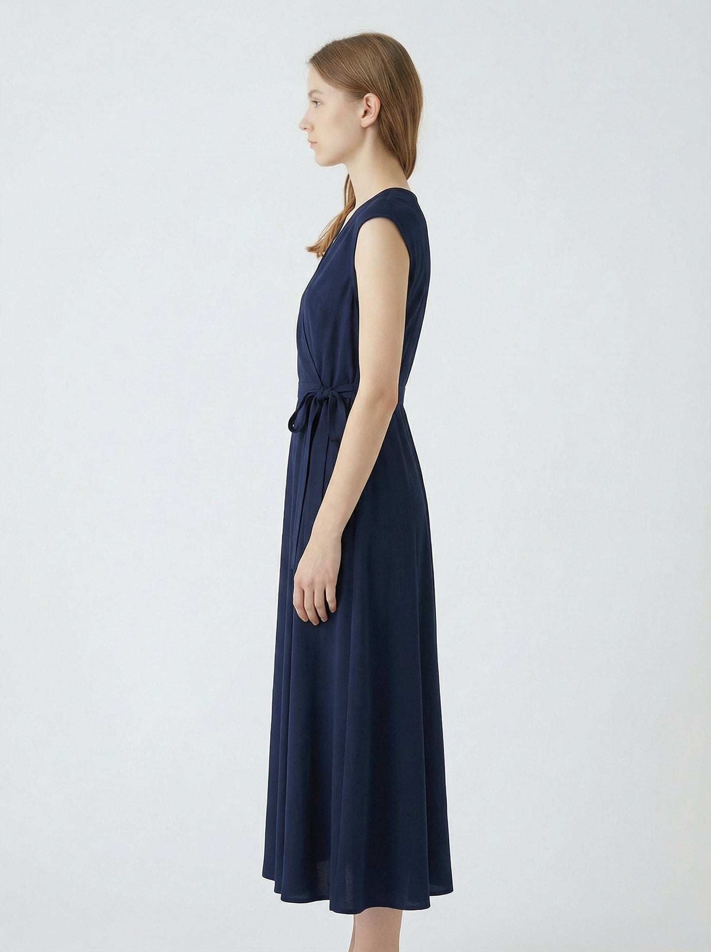 Marina | Navy Blue Summer Maxi Dress with Wrap Style