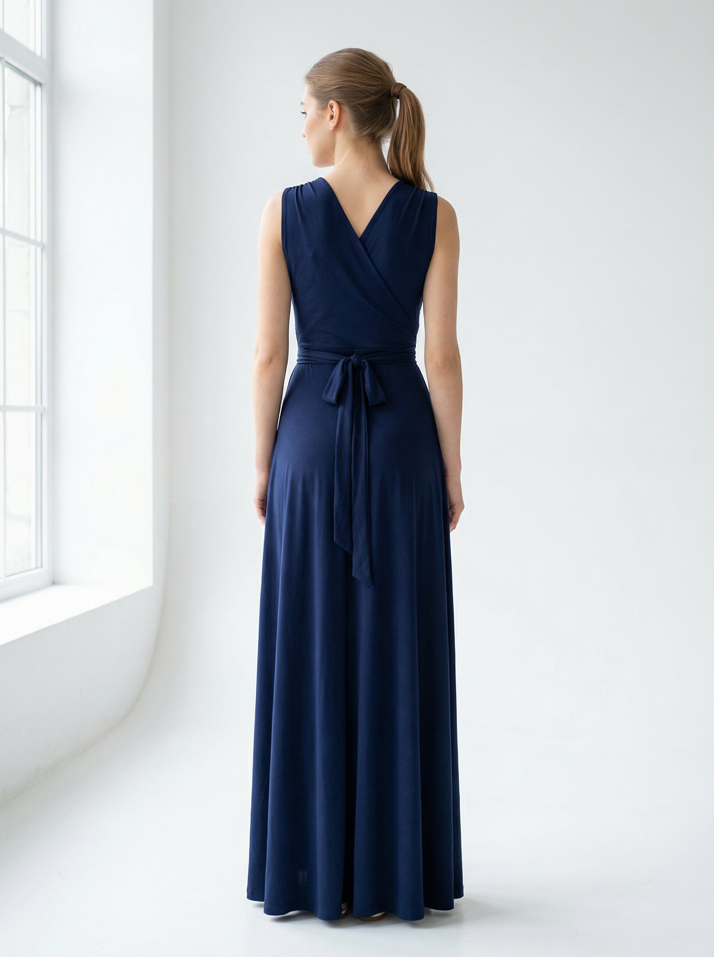 Marina | Navy Blue Summer Maxi Dress with Wrap Style