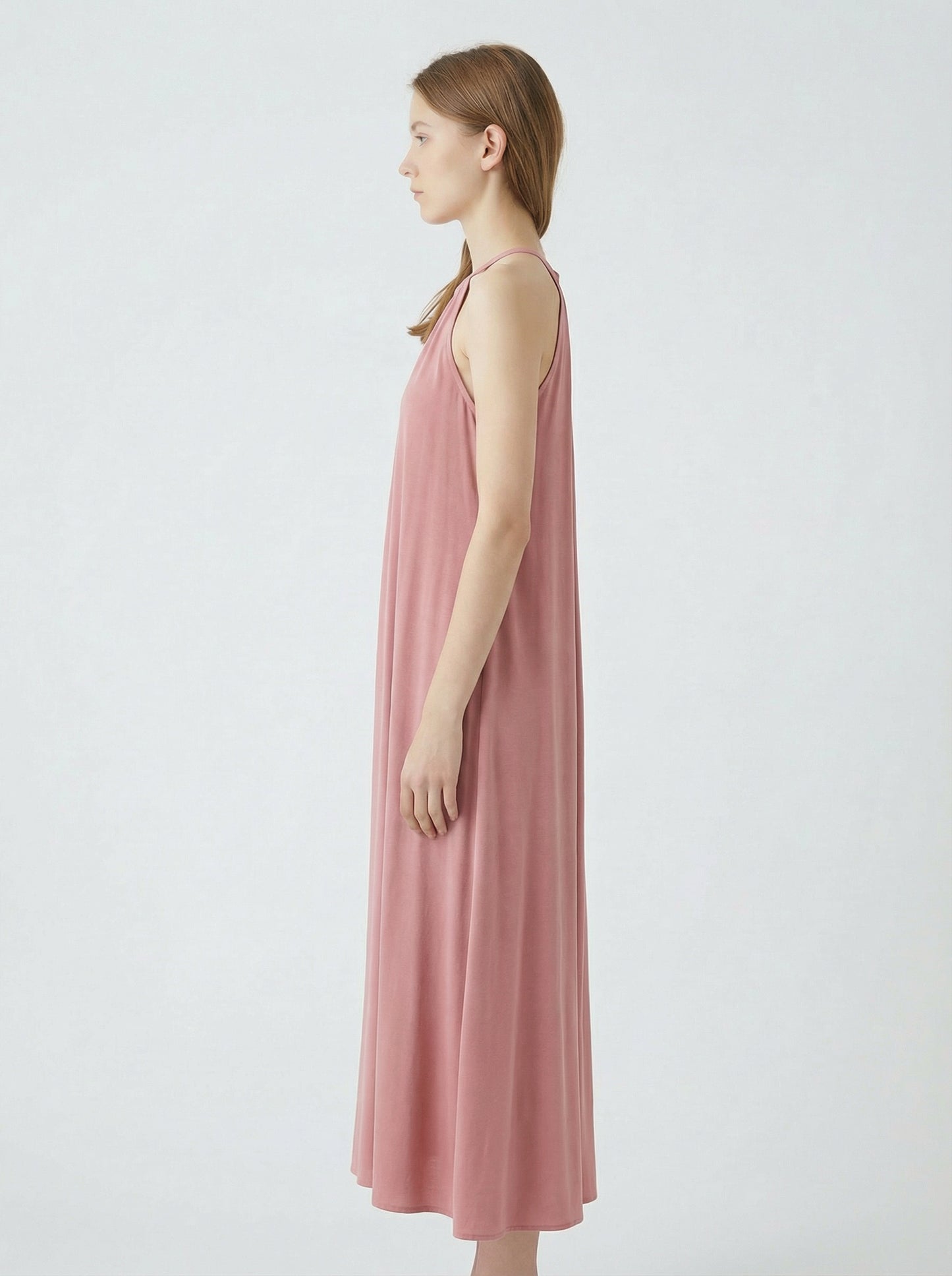 Rosalind | Dusty Rose Summer Maxi Dress with Halter Neck