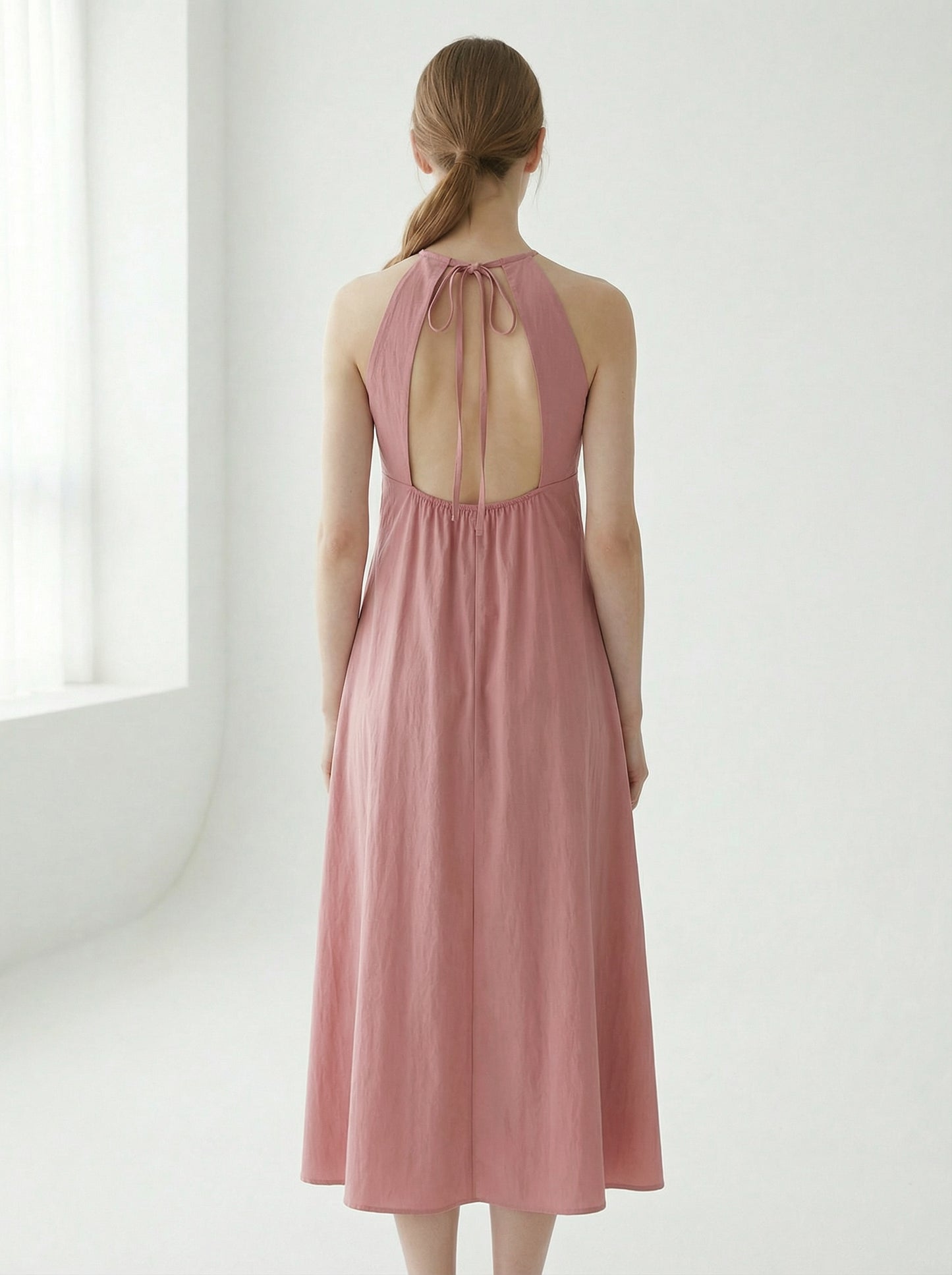 Rosalind | Dusty Rose Summer Maxi Dress with Halter Neck