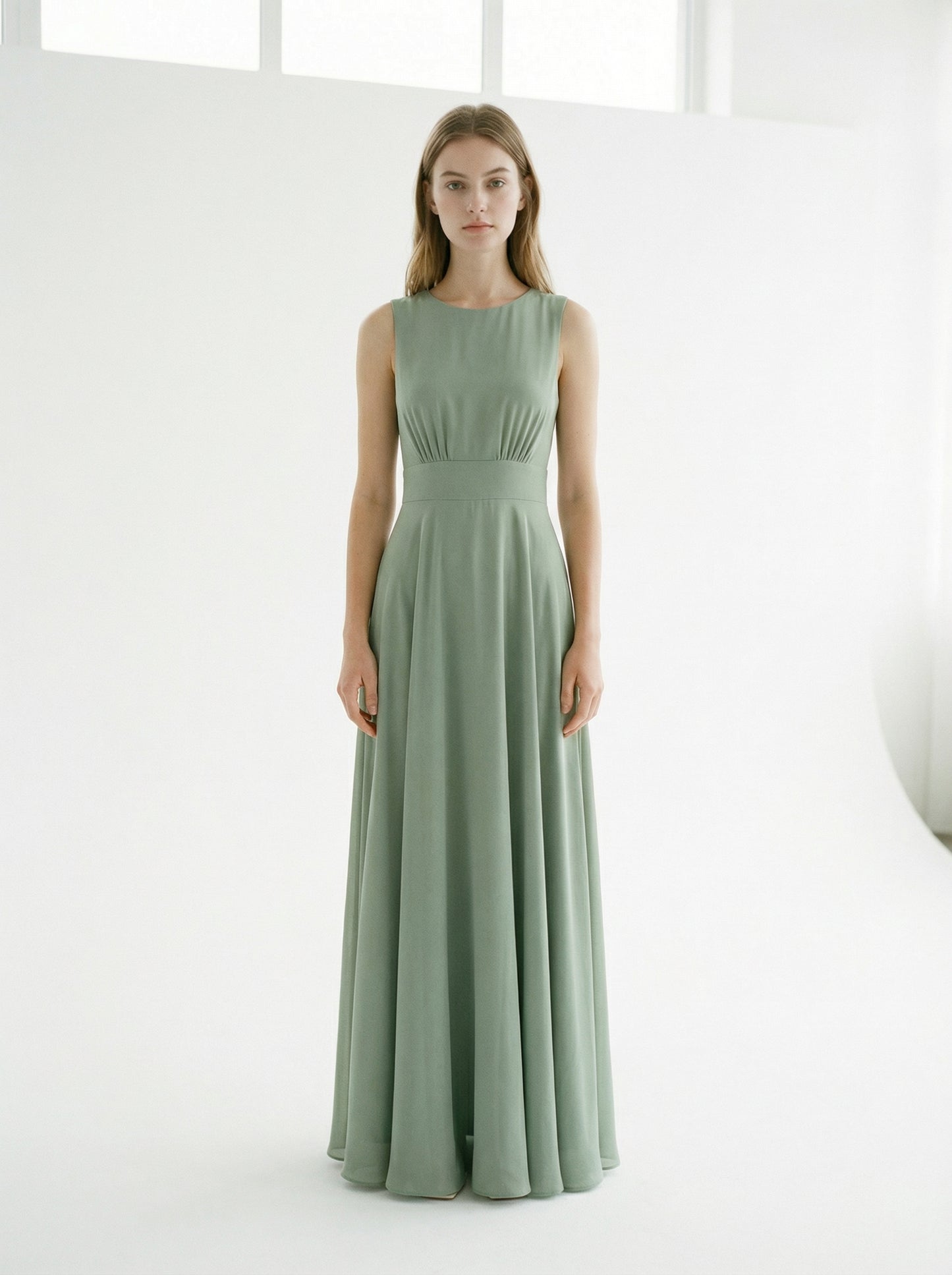 Serena | Sage Green Summer Maxi Dress with Empire Waist
