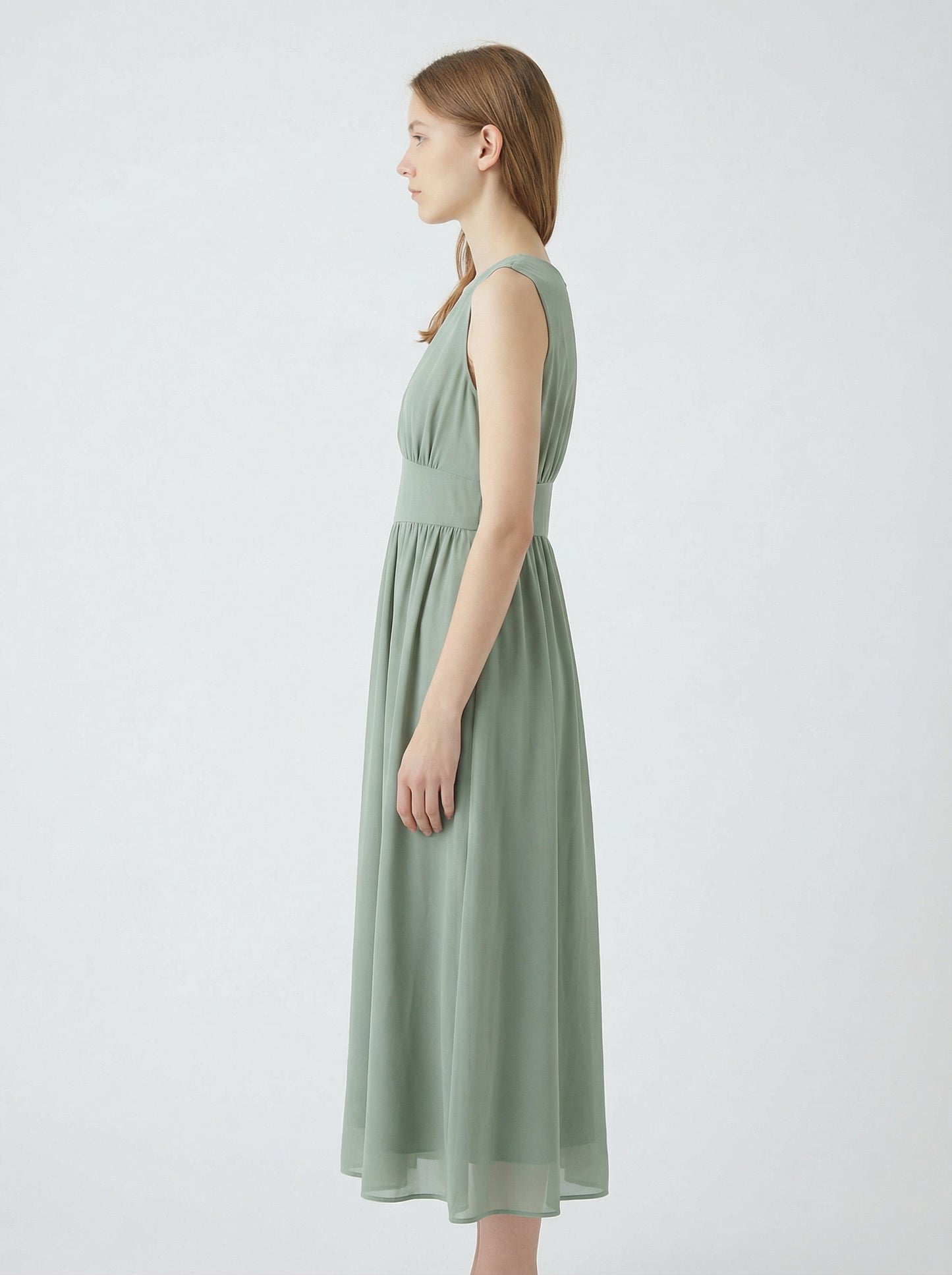 Serena | Sage Green Summer Maxi Dress with Empire Waist