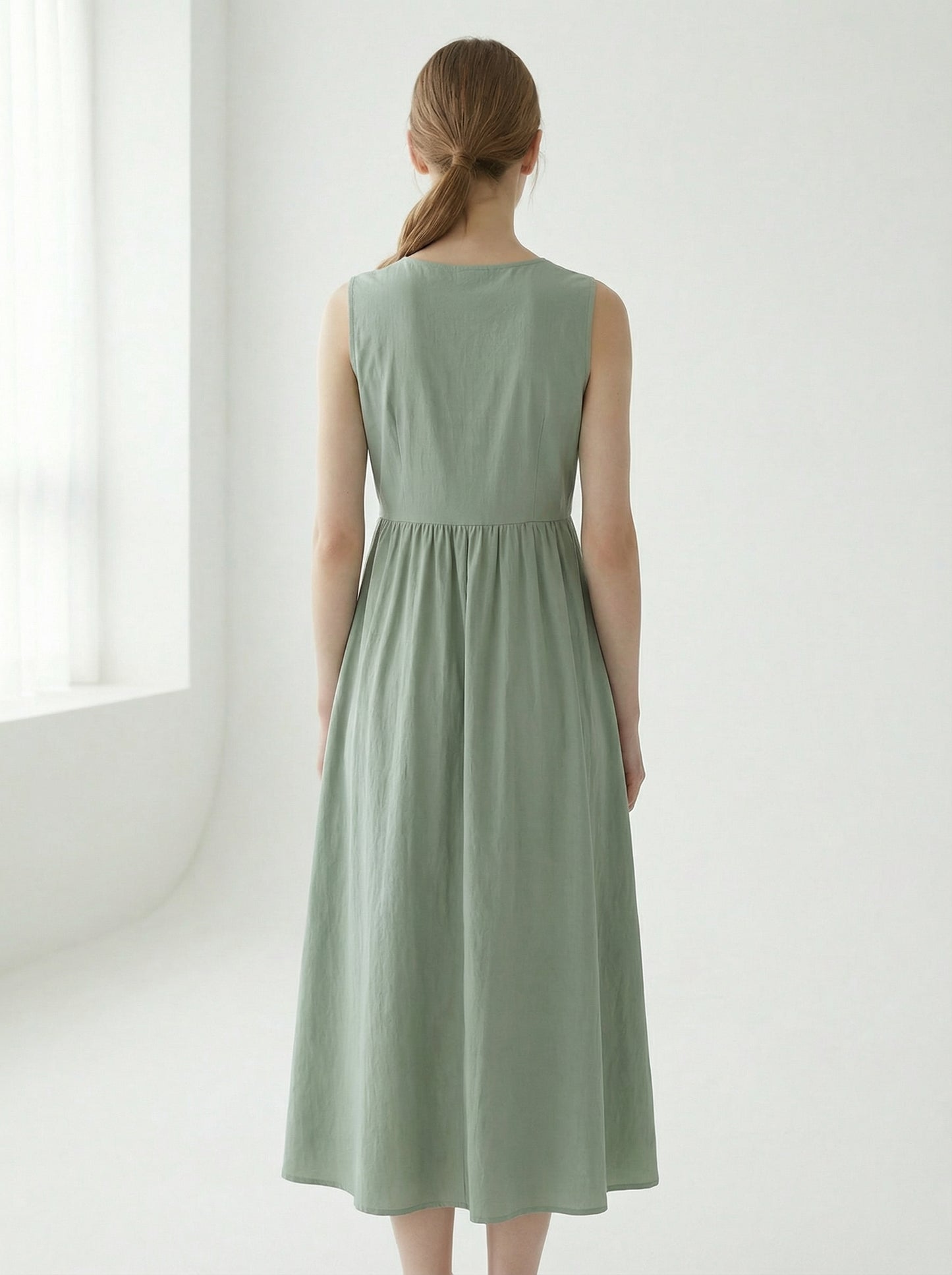 Serena | Sage Green Summer Maxi Dress with Empire Waist